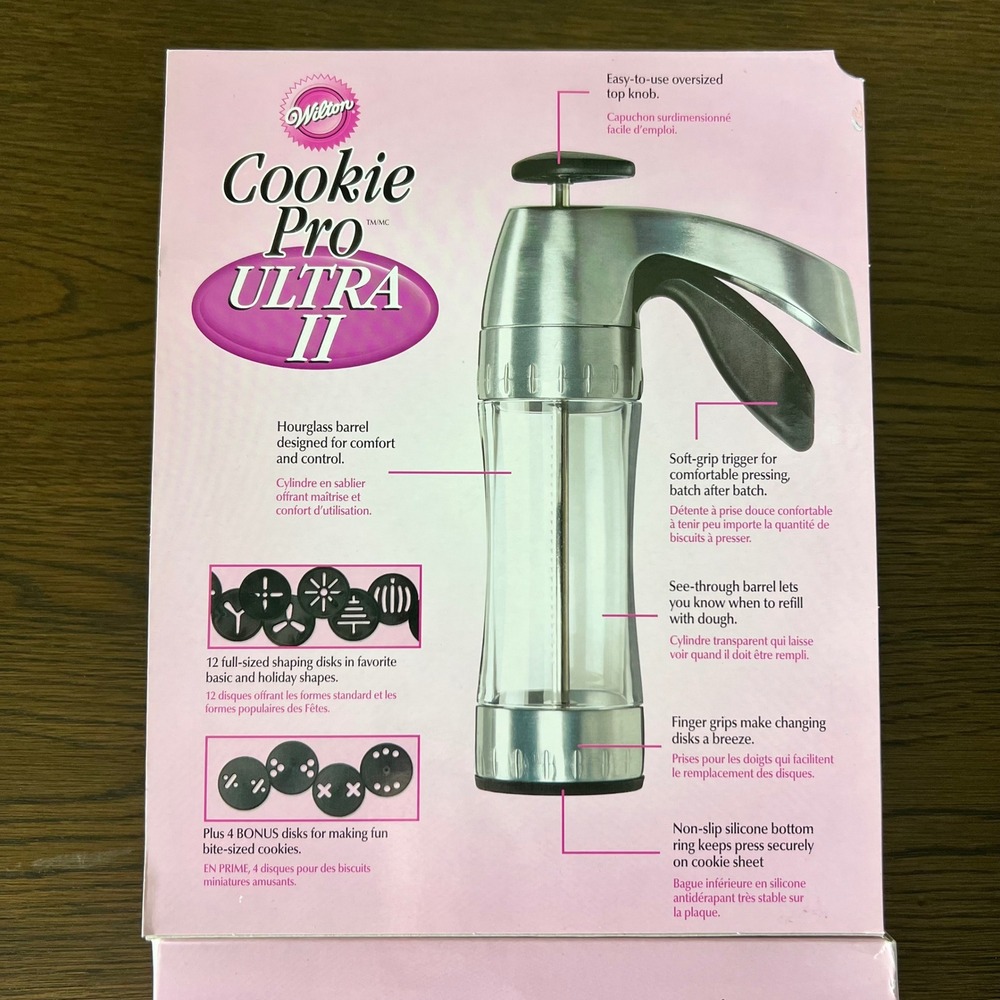 Vintage Wilton Cookie Pro Ultra II Cookie Press Set 16 Disks Easy Grip NEW - Picture 4 of 7